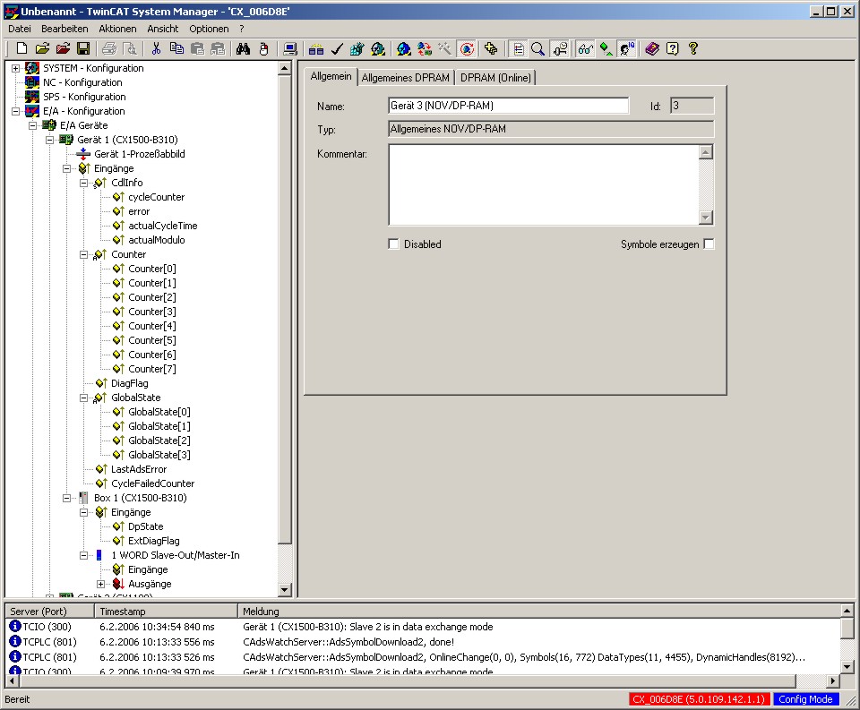 Startup of CX1500-B310 for Profibus 4: