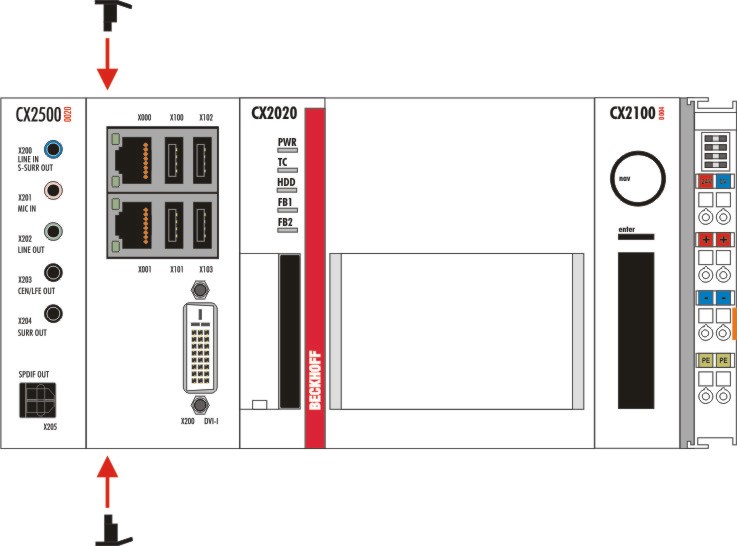 Mounting the module lock 1: