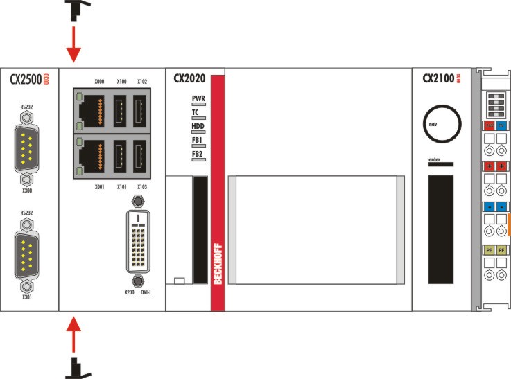 Mounting the module lock 1: