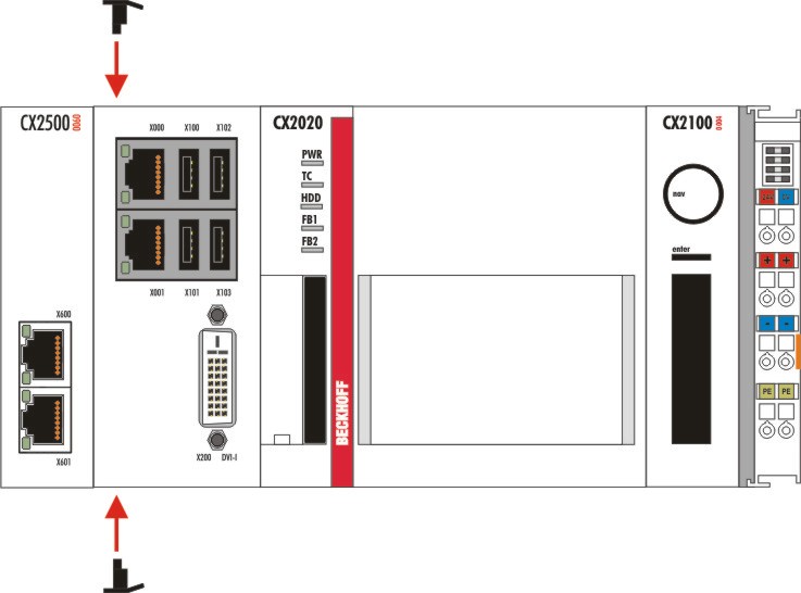 Mounting the module lock 1: