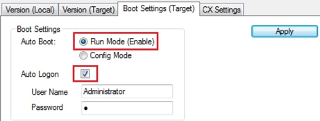 Load configuration to CX 2: