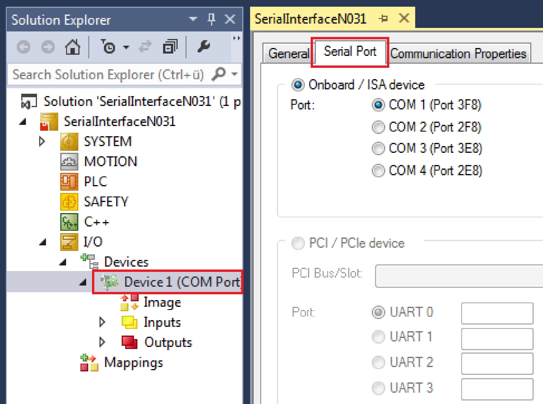 Configure the serial interface (N03x) 3: