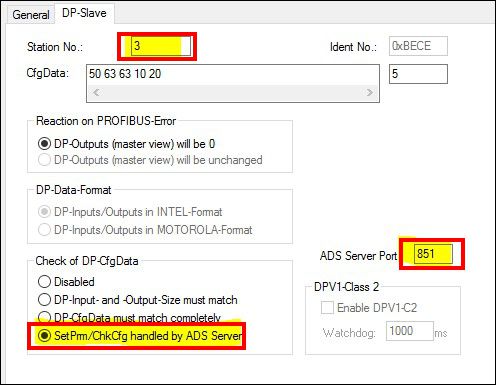 Forwarding parameter and configuration data to the PLC 1: