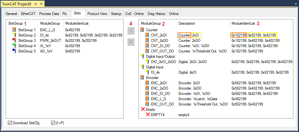 Basics of the "Modules/Slots" procedure 1: