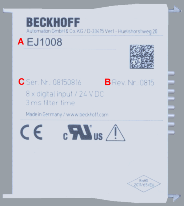 Marking of EtherCAT plug-in modules 1: