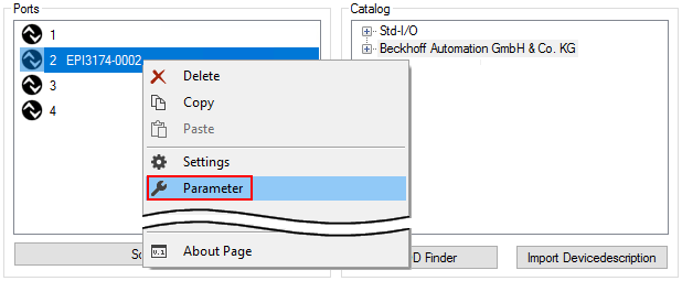 EPIxxxx, ERIxxxx - Setting of the IO-Link device parameters 1: