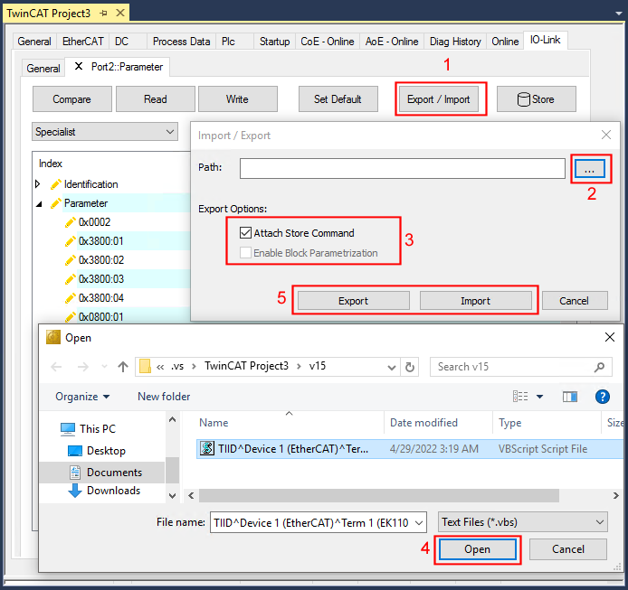 EPIxxxx, ERIxxxx - Setting of the IO-Link device parameters 9: