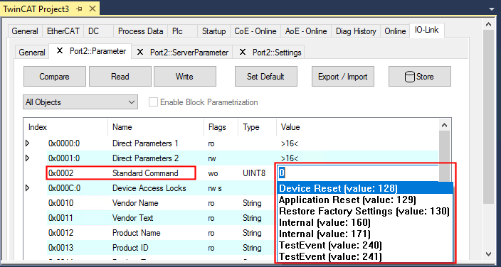 EPIxxxx, ERIxxxx - Setting of the IO-Link device parameters 14: