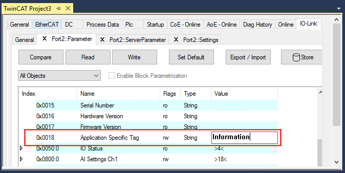 EPIxxxx, ERIxxxx - Setting of the IO-Link device parameters 15: