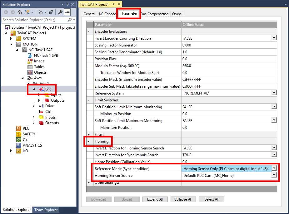 Switching signal from the PLC (PLC Camming) 1: