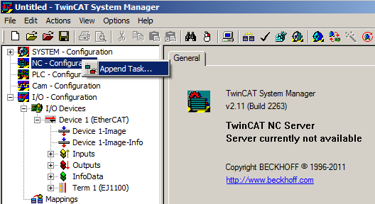 Integration of EtherCAT plug-in modules in the NC configuration 3: