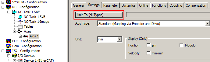 Integration of EtherCAT plug-in modules in the NC configuration 6: