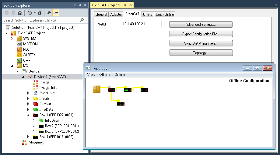 EK1300 - Configuration by means of the TwinCAT System Manager 11: