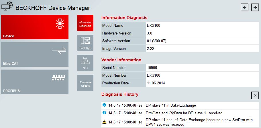 Starting the Beckhoff Device Manager 1: