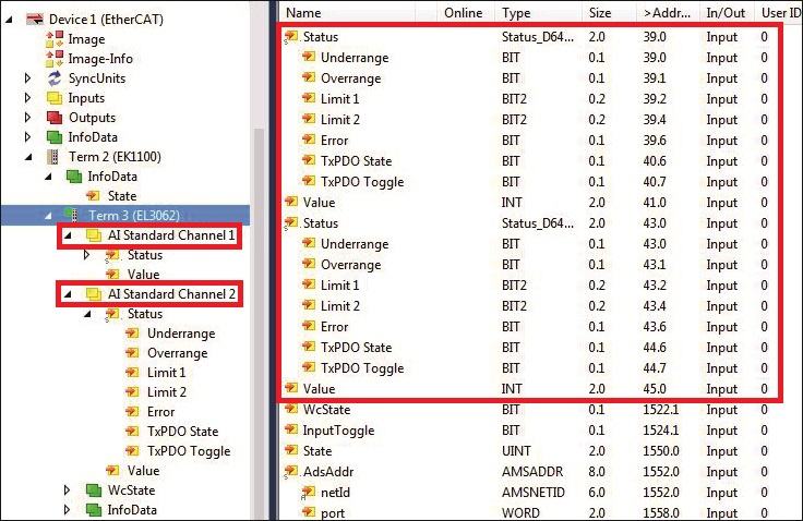 Setting the mappings for EtherCAT Terminals 5: