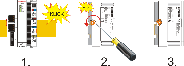 Installation on mounting rails – Bus Coupler 1: