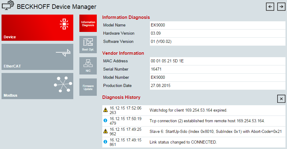 Configuration via the HTML pages of the Bus Coupler 1: