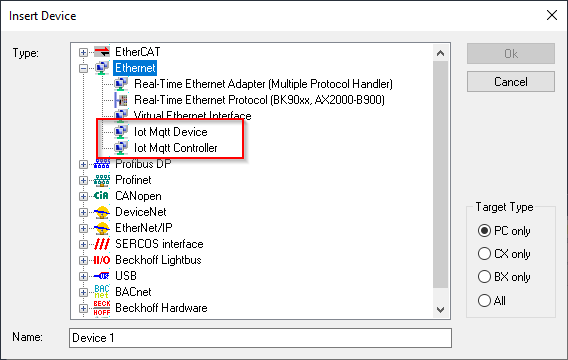 Configure EK9160 under TC3 as IoT MQTT Device 1: