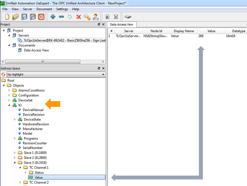 Connection of EK9160 with OPC UA 4: