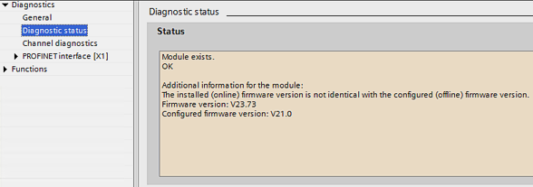 Diagnostic status under TIA 1:
