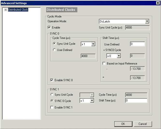 Distributed Clock settings 2: