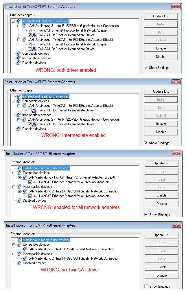 Installation of the TwinCAT real-time driver 9: