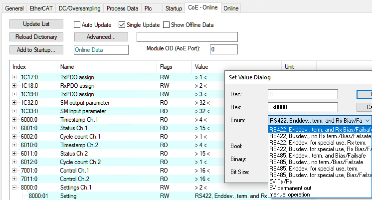 Configuration/ electrical settings 1: