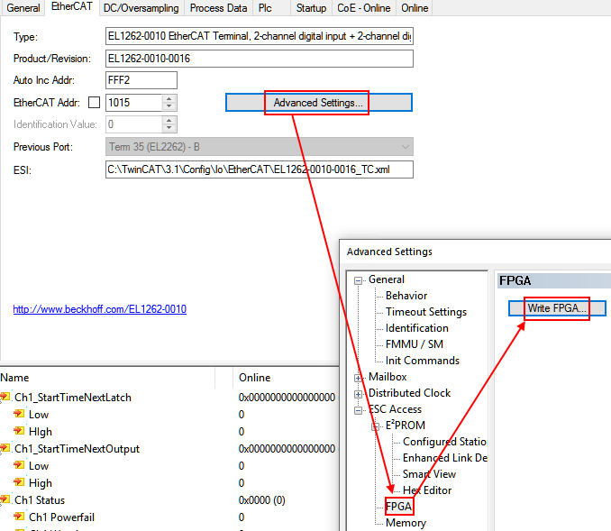 Firmware update EL1262-0010 1: