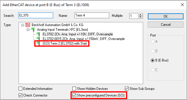 Procedure within and outside TwinCAT with sci file 9: