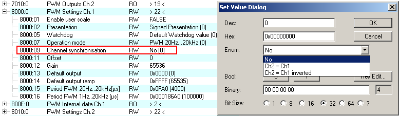 Channel synchronization (from firmware 10) 1: