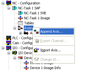 Integration into the NC configuration 5: