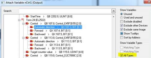 Connection of the EL2522 in the NC 10: