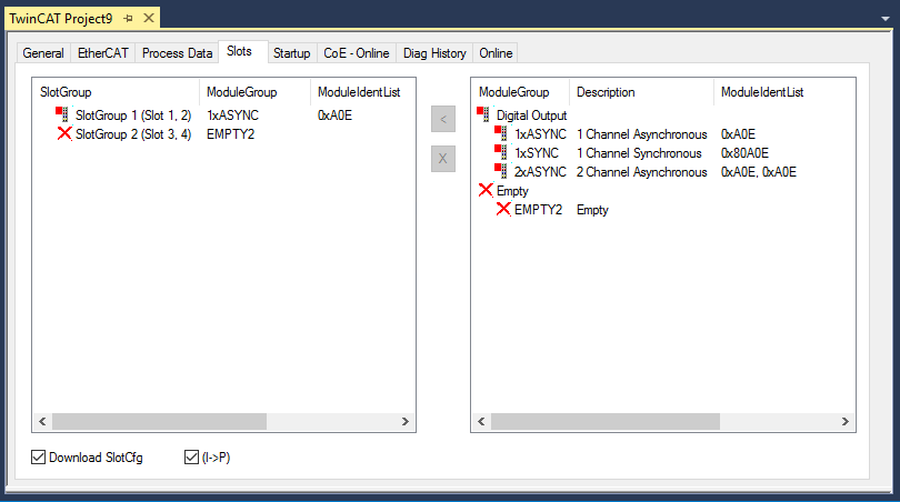 Modules/Slots configuration EL2574 1: