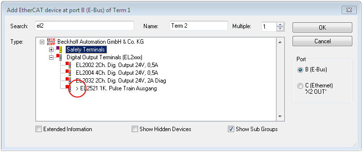 Notes regarding ESI device description 5: