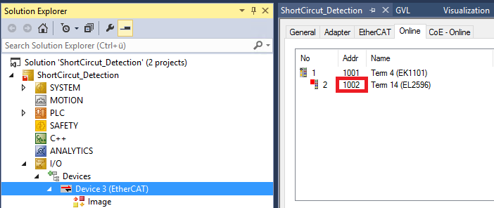 Sample program 1 - short-circuit detection (current-controlled) 8: