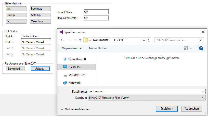 Storage of the characteristic curve of the LED as a CSV file 4: