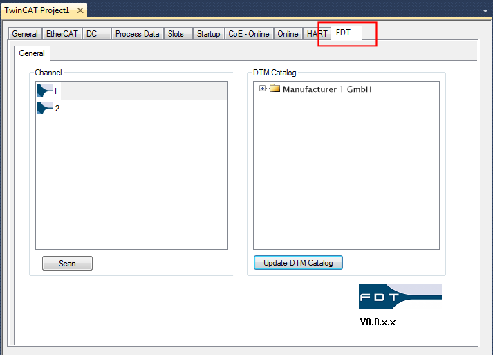 Application via TwinCAT [FDT] 1: