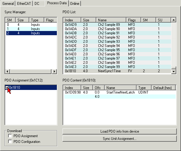 Oversampling settings, distributed clocks (DC) 4: