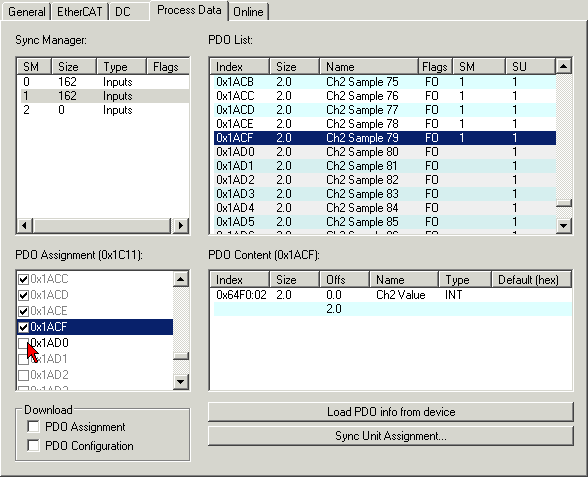 Oversampling settings, distributed clocks (DC) 9: