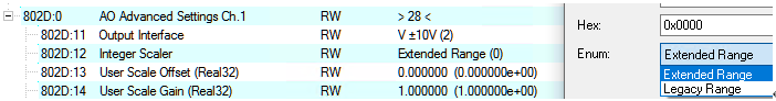 Integer scaler (only when using PDO SINT16) 2: