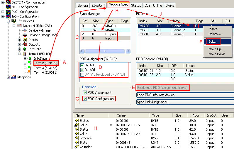 EtherCAT subscriber configuration 5: