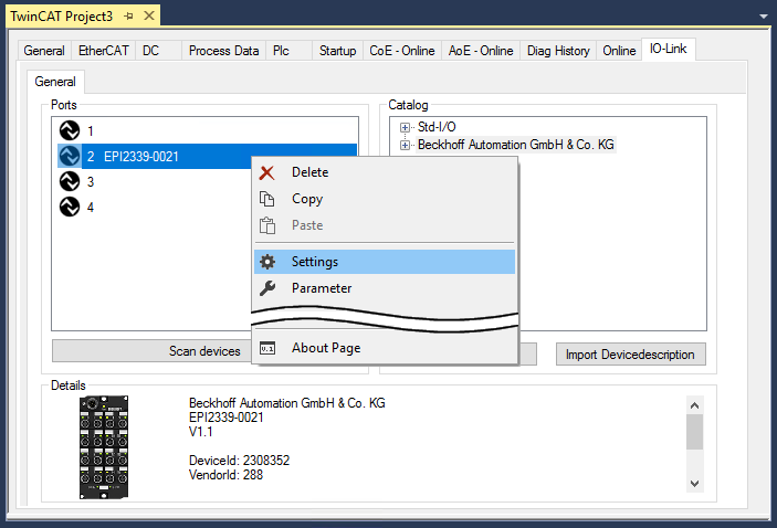 3. Automatic scanning of the IO-Link ports 4: