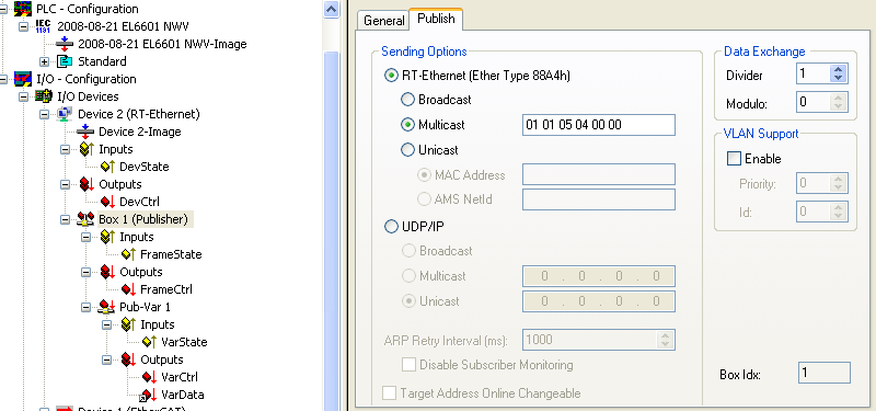 Beckhoff network variables - Settings 5: