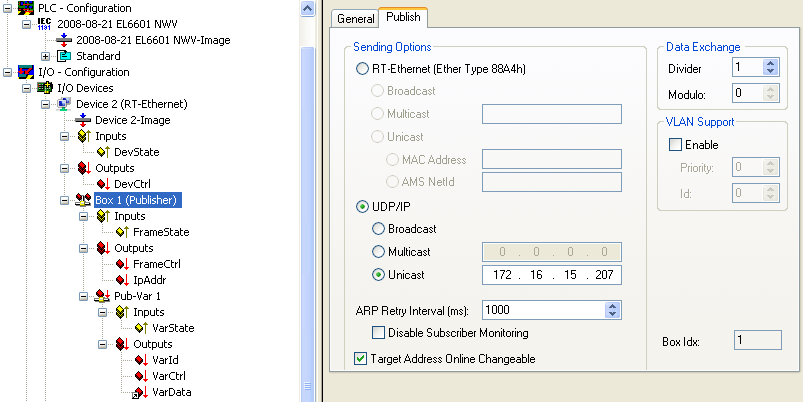 Beckhoff network variables - Settings 7: