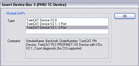PROFINET device integration under TwinCAT 2.11 10:
