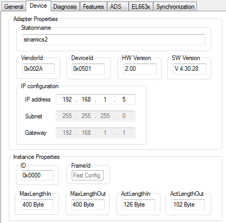 Project planning of the PROFINET device 1: