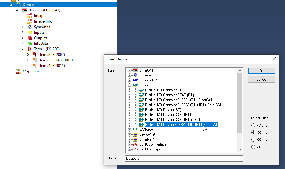 Integration via an EL663x-0010 3: