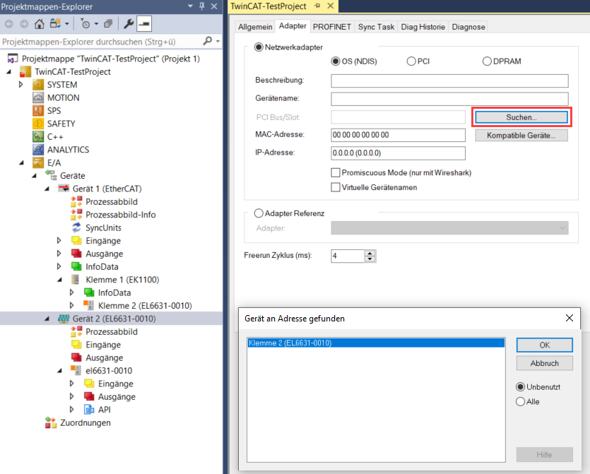 Integration via an EL663x-0010 4: