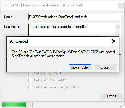 Procedure within and outside TwinCAT with sci file 6: