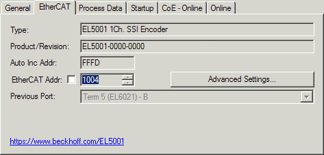 EtherCAT subscriber configuration 3: